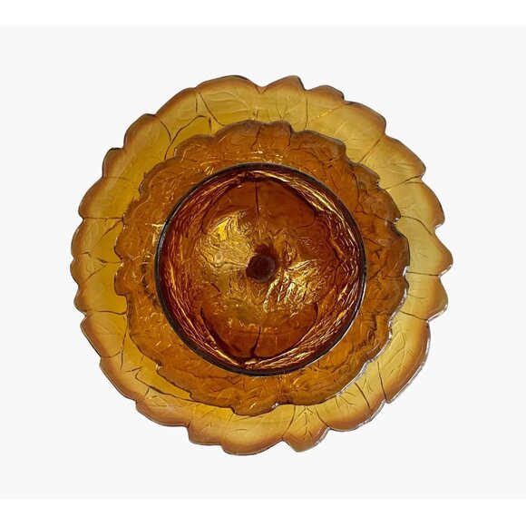 Vintage 70s Tiara Glass Dark Amber Burnt Honey Sweet Pear Footed Ice Cream Cups - Picture 8 of 10